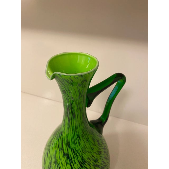 Vintage Italian Green Tortoise Shell Cased Glass Pitcher For Sale - Image 4 of 5