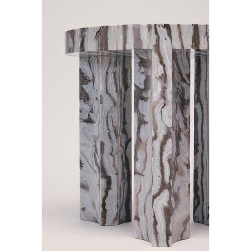 Contemporary Bamboo and Marble Carrara Side Table Inlay by Reda Amalou Design For Sale - Image 3 of 8