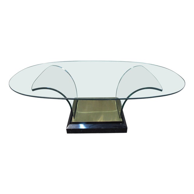 Mid 20th Century Mid-Century Modern Coffee Table in Glass and Brass For Sale