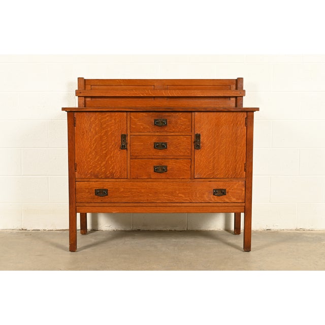 L. & J. G. Stickley Antique Mission Oak Arts & Crafts Sideboard, Circa 1910 For Sale - Image 17 of 17