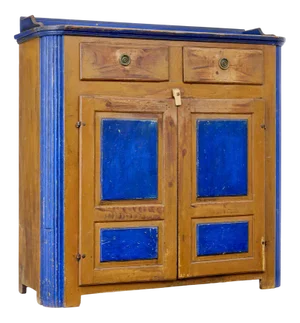 19th Century Swedish Pine Ragwork Painted Kitchen Cupboard, 1880s