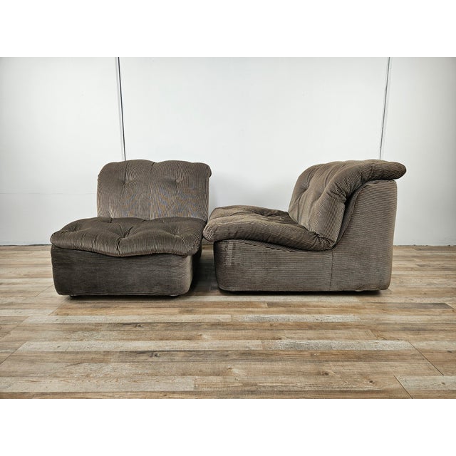 Set of Italian Modular Lounge Chairs in Striped Fabric, 1970s For Sale - Image 4 of 18