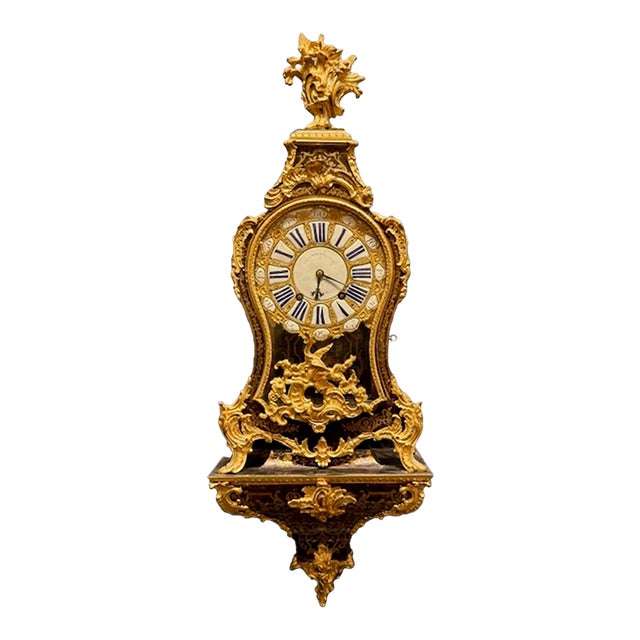 19th Century French Louis XV Boulle and Gilt Bronze Bracket Clock For Sale