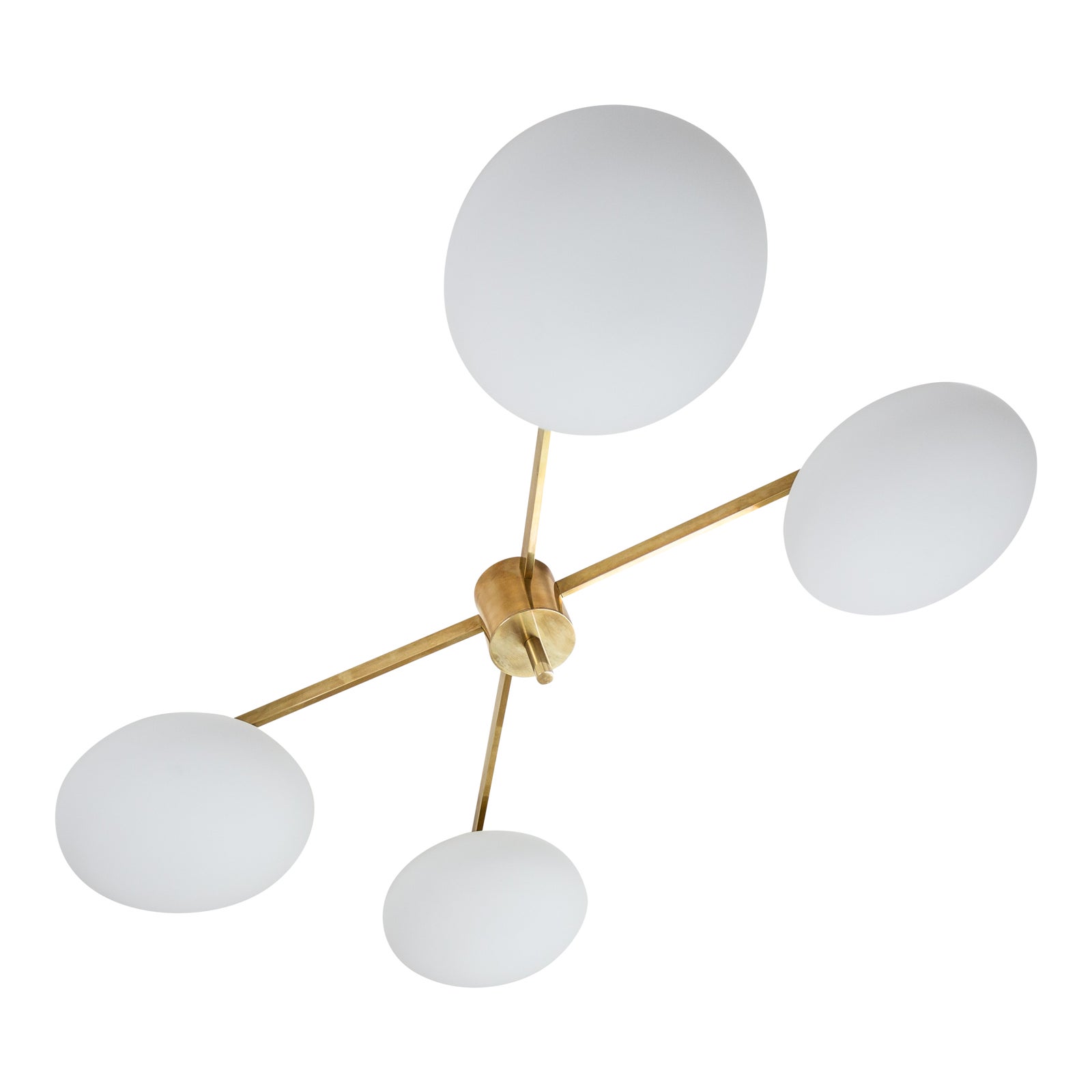 Stella Butterfly Angelo Lelli Style Brass And Opaline Ceiling