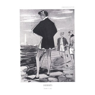 1952 Vintage French Hermes Fashion Beachwear Print For Sale
