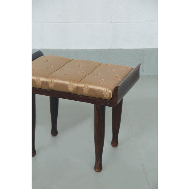 Paolo Buffa Italian Bench with Original Gold Satin Fabric from Paolo Buffa, 1950s For Sale - Image 4 of 10