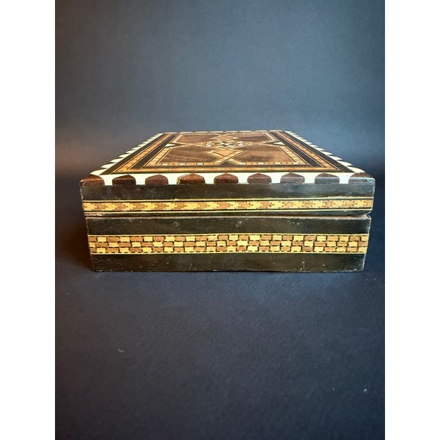 Spanish Wooden Marquetry Cigar Box For Sale - Image 4 of 9