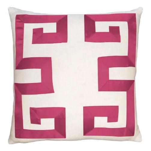 Empire Birch Pillow - Fuchsia Ribbon For Sale