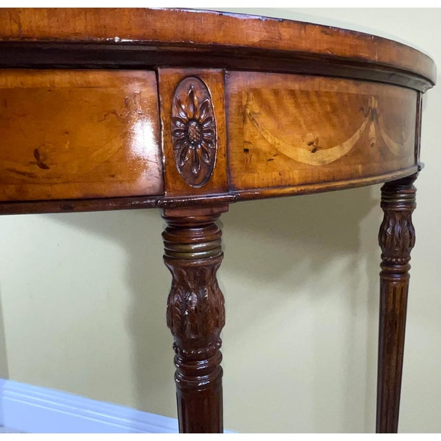 Satinwood Inlaid Demilune Pier Table For Sale - Image 10 of 12