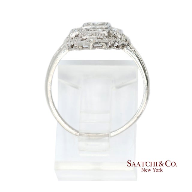 Vintage Platinum (950) Natural Diamond Old Cut Ring, Size 8 For Sale - Image 10 of 13