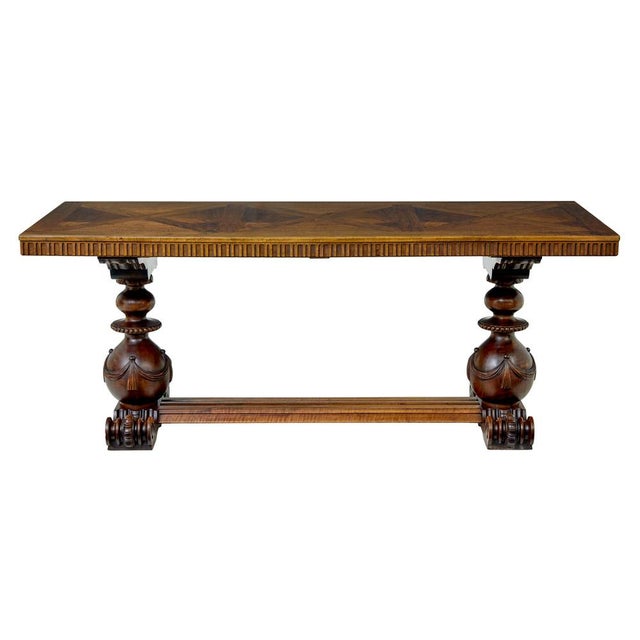 Vintage Scandinavian Carved Walnut Desk, 1920 For Sale - Image 3 of 13