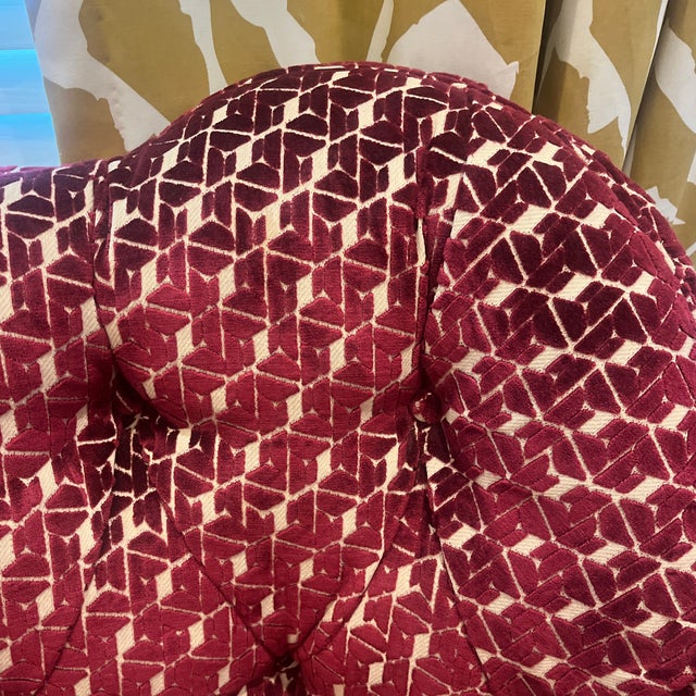 Vintage Burgundy and Cream Loveseat For Sale - Image 4 of 6