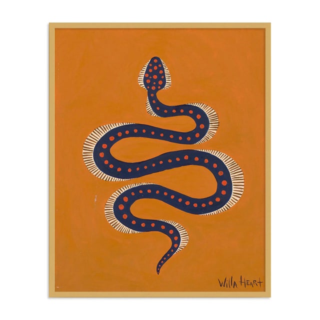 Willa Heart Persimmon the Snake by Willa Heart in Gold Frame, Medium Art Print For Sale - Image 4 of 4