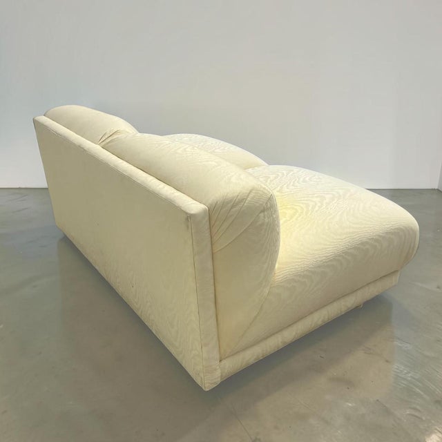 Vintage Bernhardt Mid-Century Modern slipper love seat. This piece sits on a stunning brass plinth base. Cushions are firm...