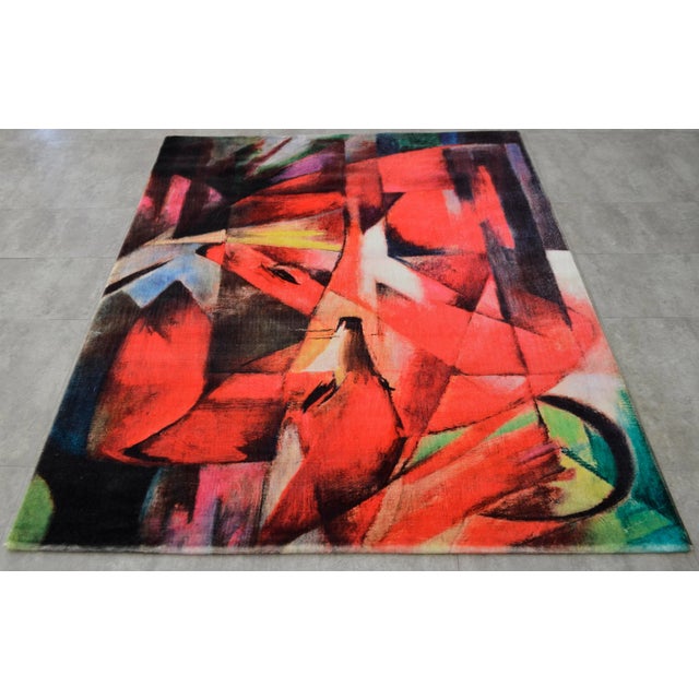 Franz Marc "Foxes" Inspired Area Rug - 4′10″ x 5′9″ For Sale - Image 4 of 10