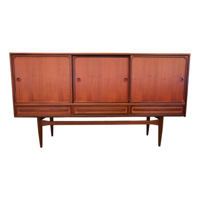 Danish Sideboard in Teak and Walnut with Sliding Doors, 1960s For Sale
