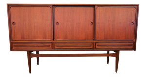 Danish Sideboard in Teak and Walnut with Sliding Doors, 1960s