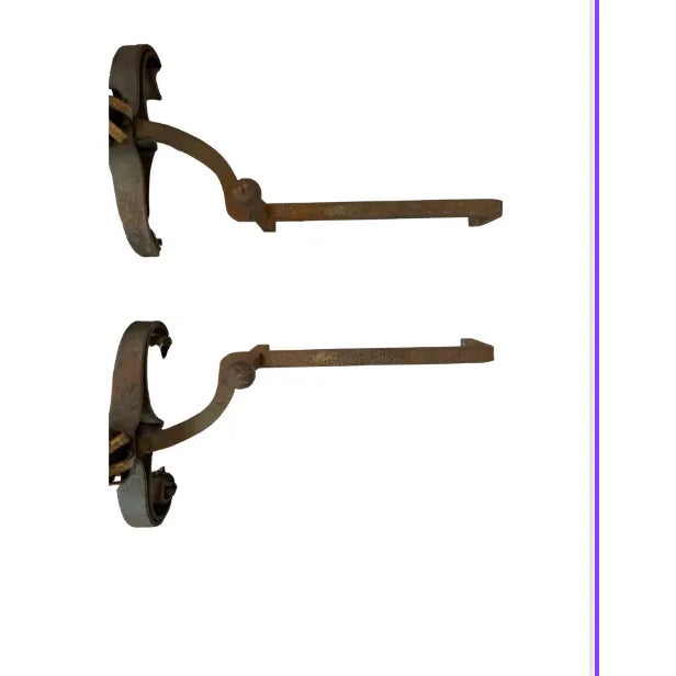 Metal Late 18th Century Large Fireplace Andirons, Gold Leaf Details, Hand Hammered Details For Sale - Image 7 of 8