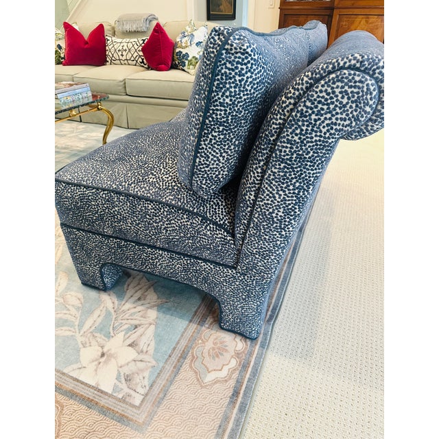 Navy Blue Pair of 1980s Slipper Chairs | Reupholstered Designer Velvet For Sale - Image 8 of 8