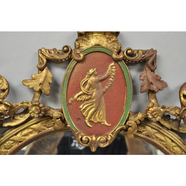 Antique French Neoclassical Baroque Gold Gilt Gesso Red Glass Frame Wall Mirror For Sale In Philadelphia - Image 6 of 18