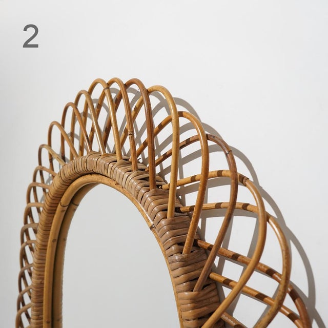 Vintage Wall Mirror with Rattan Frame, 1950s For Sale - Image 13 of 16