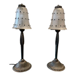 Table Lamps by René Lalique and the Wingen-Sur-Moder Glassworks, 1929, Set of 2 For Sale