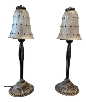 Table Lamps by René Lalique and the Wingen-Sur-Moder Glassworks, 1929, Set of 2