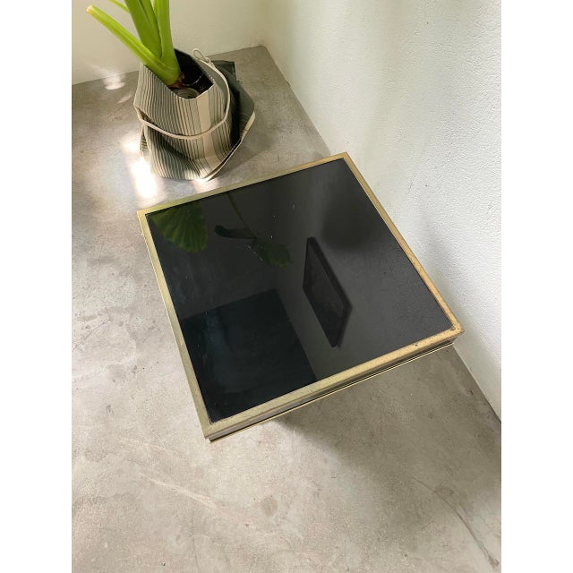 Vintage Coffee Table in Black Lacquer and Brass in the style of Jean Claude Mahey, 1970s, Set of 2 For Sale - Image 13 of 18