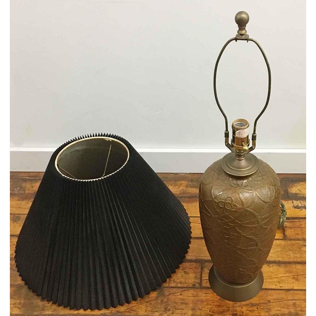 Art Deco Table Lamp Mid Century Arts and Crafts Cast Metal For Sale - Image 3 of 8
