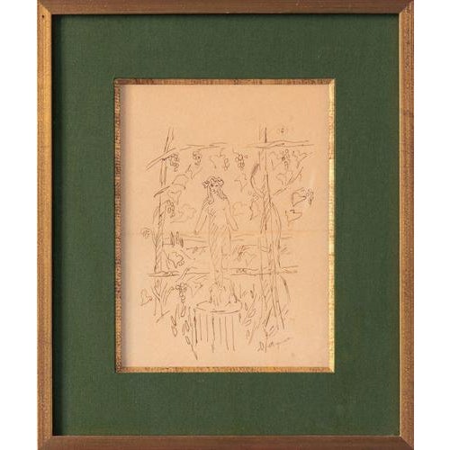 Pierre Laprade, Garden with Statue, Pen and Ink on Paper, Early 20th Century, Framed For Sale - Image 4 of 7