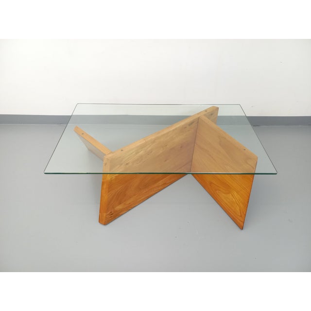 Vintage Rectangular Coffee Table in Elm and Glass, 1980s For Sale - Image 15 of 18
