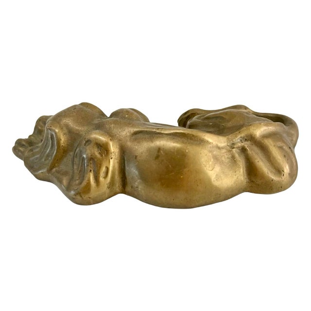 English Vintage Brass Sleeping Hound Dog Figurine For Sale - Image 3 of 5