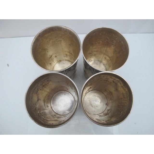 Late 19th Century Art Nouveau Sterling Silver Floral Garland Engraved Water Glass Tumbler Set of 4 For Sale - Image 4 of 10