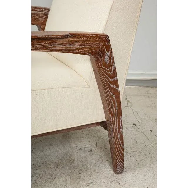 White Bespoke Cerused Oak Lounge Chairs in the French 40s Manner - a Pair For Sale - Image 8 of 11