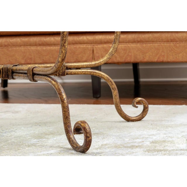 Late 20th Century Vintage Gilt Iron and Glass-Top Oval Cocktail Table For Sale In New York - Image 6 of 9