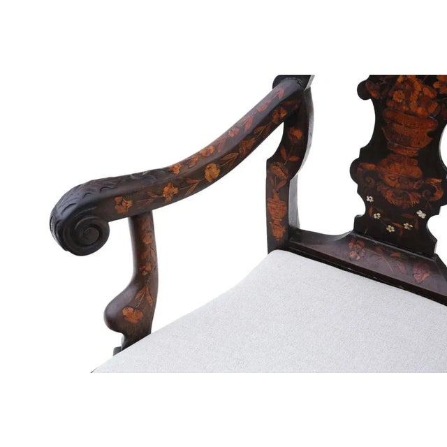 18th Century Dutch Marquetry Elbow Arm Chair For Sale - Image 3 of 8