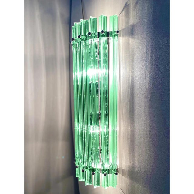 Green Wather Triedro Murano Glass Wall Sconces by Simoeng, Set of 2 For Sale - Image 6 of 7