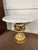 A pair of signed 1966 Fugitti Studios Column style cherub marble top side tables. Beautiful design in Hollywood Regency...