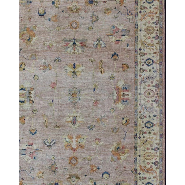Keivan Woven Arts Angora Turkish Oushak Rug in Dusty Pink and Ivory 10'3 X 13'9 For Sale In Atlanta - Image 6 of 12