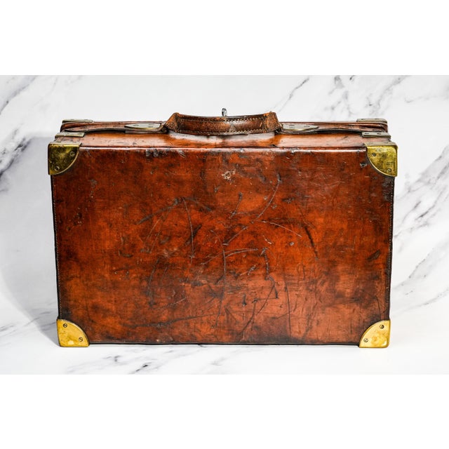 Stately Antique English Leather Ammunition Case 19th Century Wood Stand For Sale - Image 18 of 18