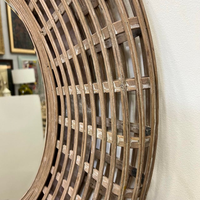 Wood Vintage Coastal Split Reed Mirror For Sale - Image 7 of 11