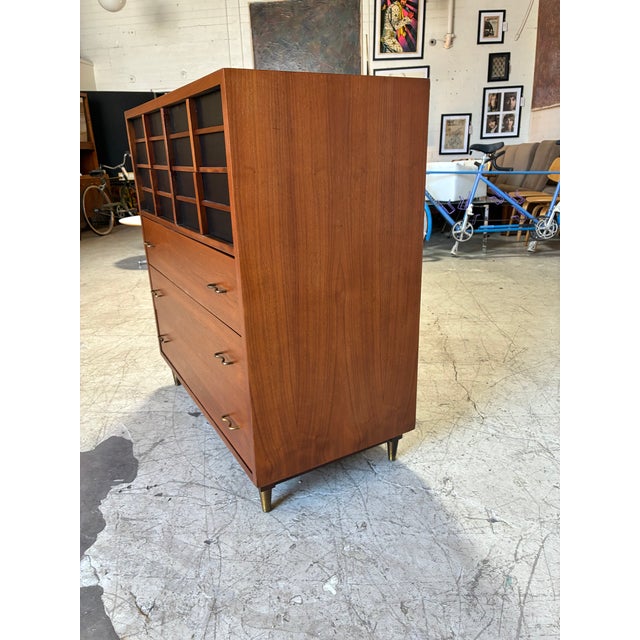 1960s Refinished Mid Century Modern Tall Dresser by American of Martinsville For Sale - Image 5 of 9