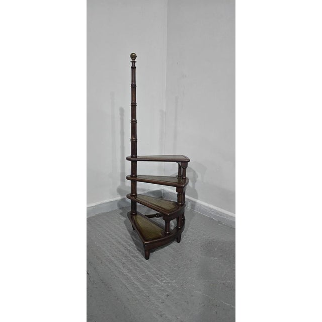 Hollywood Regency Good Set Mahogany Library Steps, 1930 For Sale - Image 3 of 14