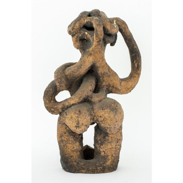 Folk Art Abstract Female Figure Terracotta Statue For Sale In New York - Image 6 of 7