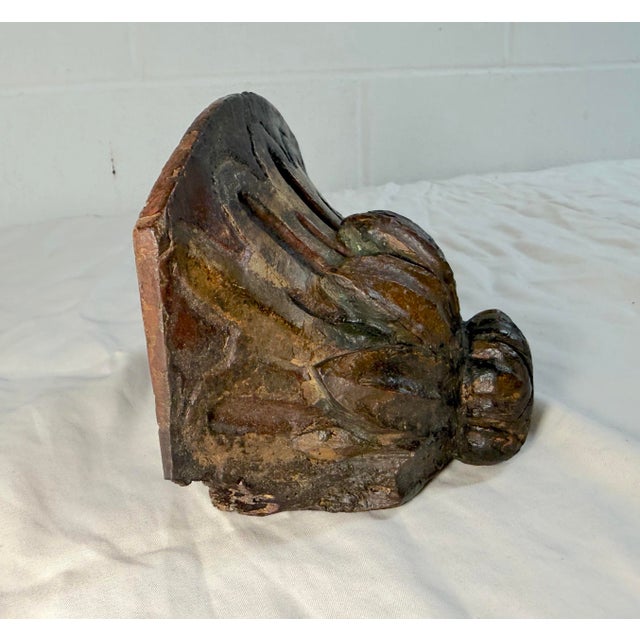 18th Century Antique 18th Century Baroque Polychromed Hand Carved Wood Wall Shelf Corbel For Sale - Image 5 of 8