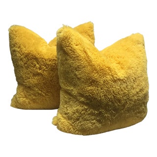 Cuddle Shag Pillows with Feather/Down Inserts - a Pair For Sale