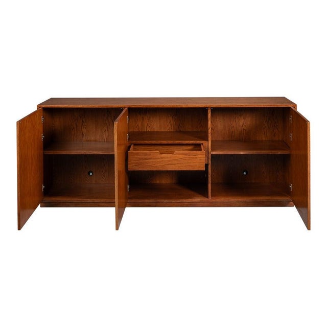 Traditional Old-World Marquetry Credenza, 86" - Walnut and Oak With Burl-Inset For Sale - Image 3 of 12