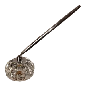 Cristal D Arques France Cut Crystal Paperweight With Chrome Pen Holder
