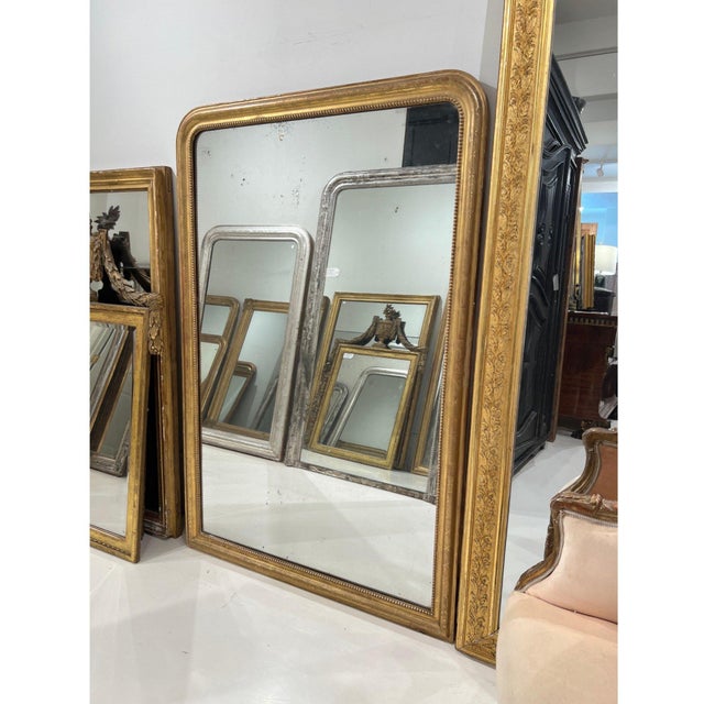 19th Century French Louis Philippe Large Gold Mirror For Sale - Image 4 of 4