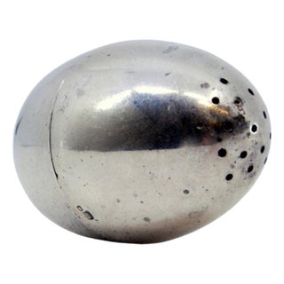 Silver Egg-Shaped Salt Shaker with Ballast Inside For Sale